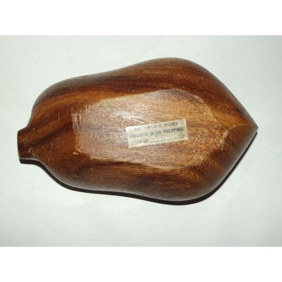 Monkey Pod Wood Shaped 6-7/8" Bowl Serving Trinket Nut Dish MCM vtg - Picture 4 of 7